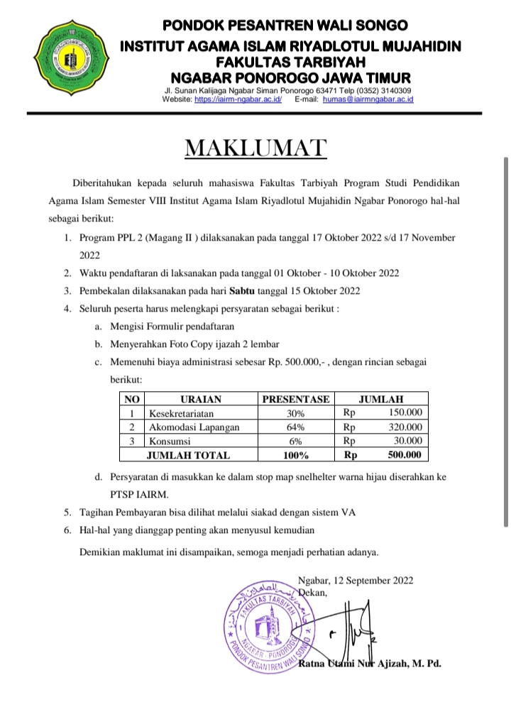 MAKLUMAT DAN JADWAL PPL 1 DAN PPL 2 TAHUN 2022 MAKLUMAT DAN JADWAL PPL 1 DAN PPL 2 TAHUN 2022